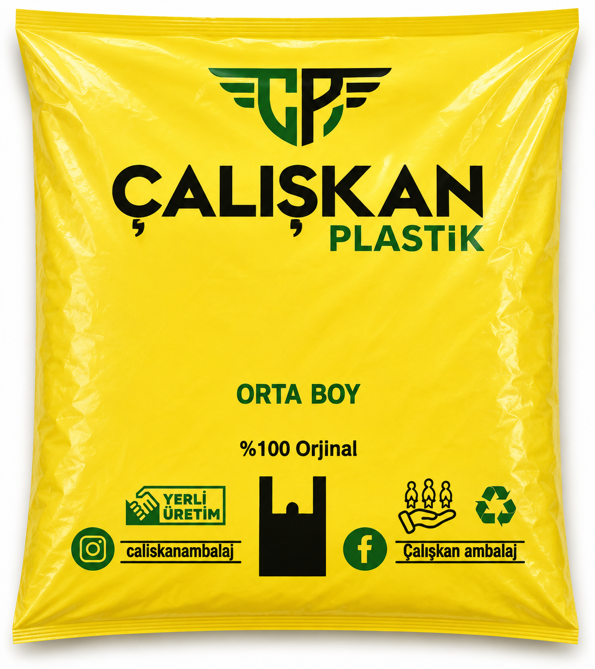 Çalışkan Plastik Sarı Orta Boy Hışır Poşet 1 Kg